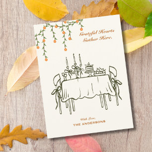 Postal Cena de Acción de Gracias de Otoño Elegante para F