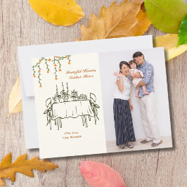 Postal Cena de Acción de Gracias de Otoño Elegante para F