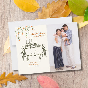 Postal Cena de Acción de Gracias de Otoño Elegante para F