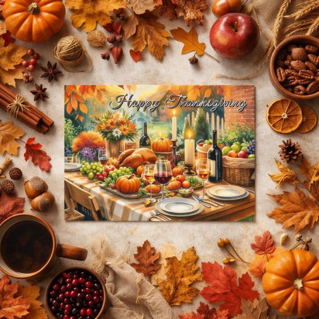 Postal Cena de Acción de Gracias feliz festín  (Subido por el creador)