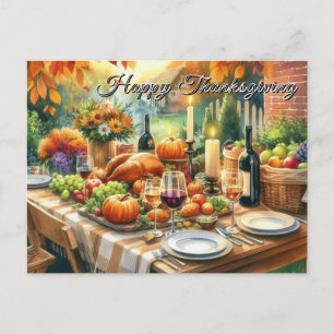 Postal Cena de Acción de Gracias feliz festín 