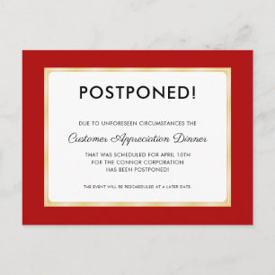 Postal Cena de Agradecimiento al Cliente Pospuesta Rojo
