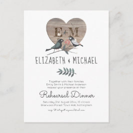 Postal Cena de Ensayo de Boda Bosque Corazón Grabado
