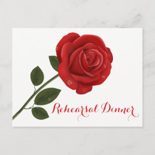Postal Cena de Ensayo Floral Rosas Rojas Flores Boda