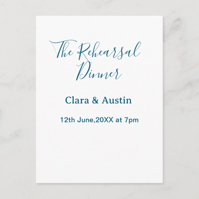 Postal Cena de ensayo la noche anterior simple minimal m (Anverso)