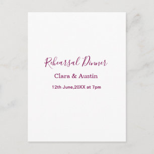 Postal Cena de ensayo la noche anterior simple minimal m