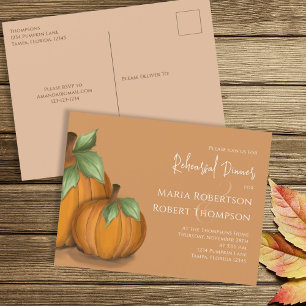 Postal Cena de ensayo Otoño Elegante Calabazas Lindas