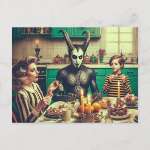Postal Cena de Pascua oscura vintage con dulces de terror