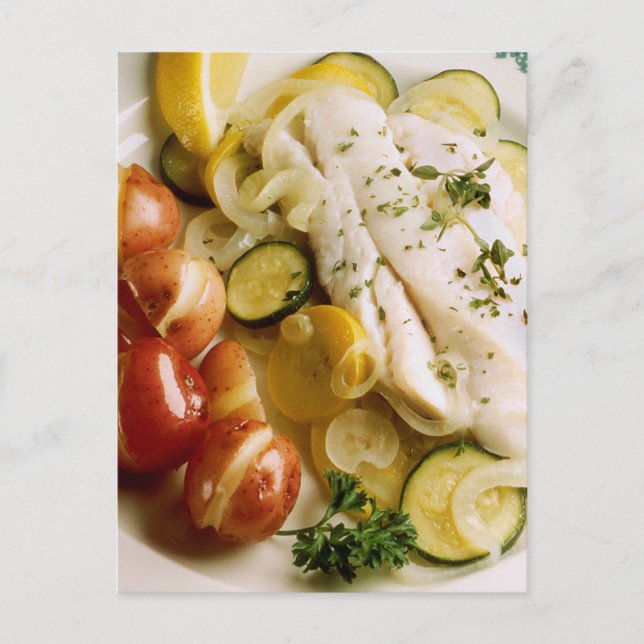 Postal Cena de pescado al horno (Anverso)