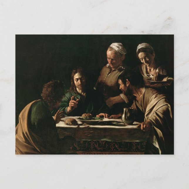 Postal Cena en Emmaus, 1606 (Anverso)