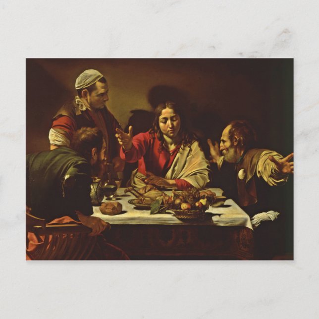Postal Cena en Emmaus con amigos (Anverso)