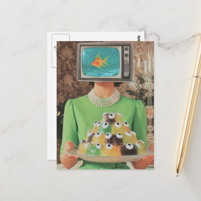 Postal Cena retro de gelatina en los ojos de pescado (Anverso/Reverso In Situ)