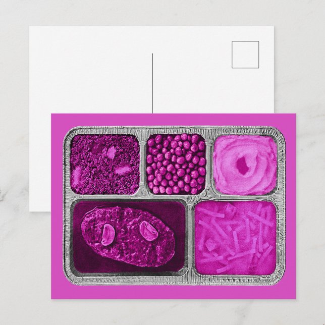 Postal Cena retro en TV en rosa (Anverso / Reverso)