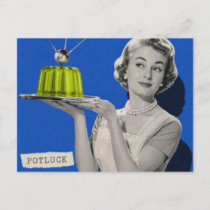 Postal cena retro mujer collage surrealista