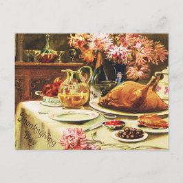 Postal Cena tradicional de Acción de Gracias de estilo vi
