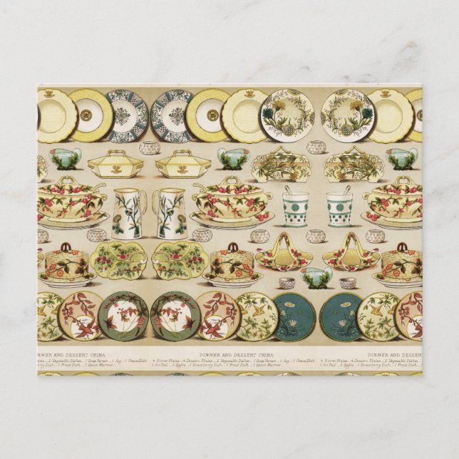 Postal Cena y postre vintage China (Anverso)