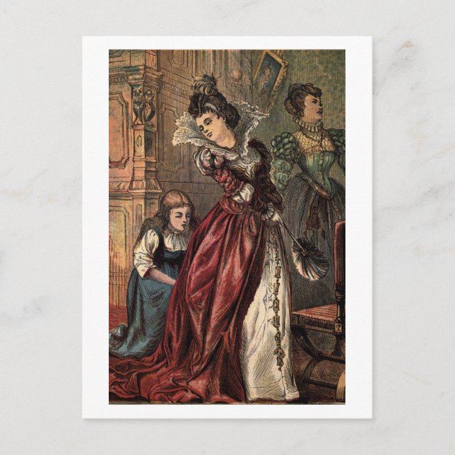 Postal Cenicienta ayudando a sus hermanas-hermanas (Anverso)