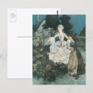 Postal Cenicienta de época, lechera y padrina de Edmund D