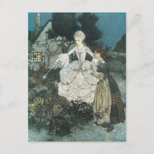 Postal Cenicienta de época, lechera y padrina de Edmund D