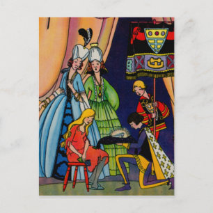 Postal Cenicienta, el príncipe y la zapatilla de vidrio