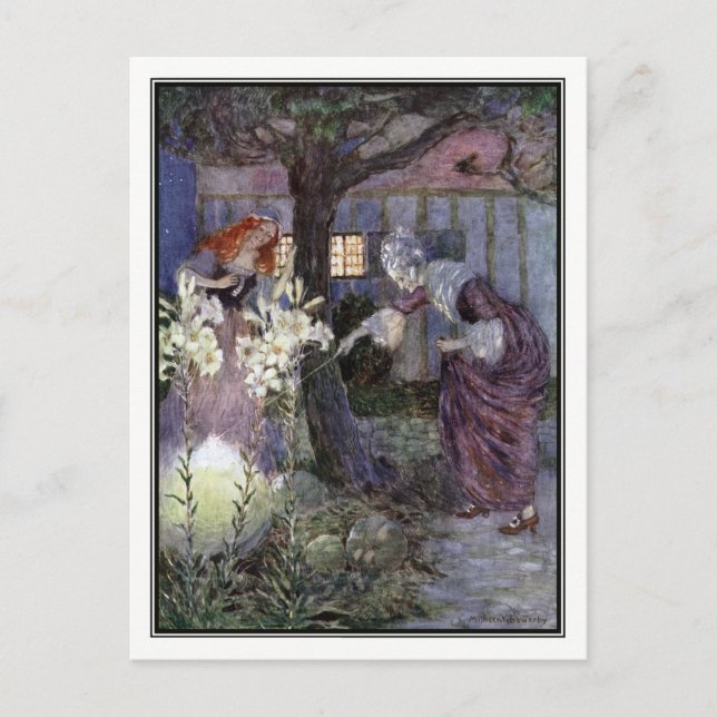 Postal Cenicienta y Madrina lechera - Millicent Sowerby (Anverso)