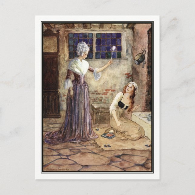 Postal Cenicienta y Madrina lechera - Millicent Sowerby (Anverso)