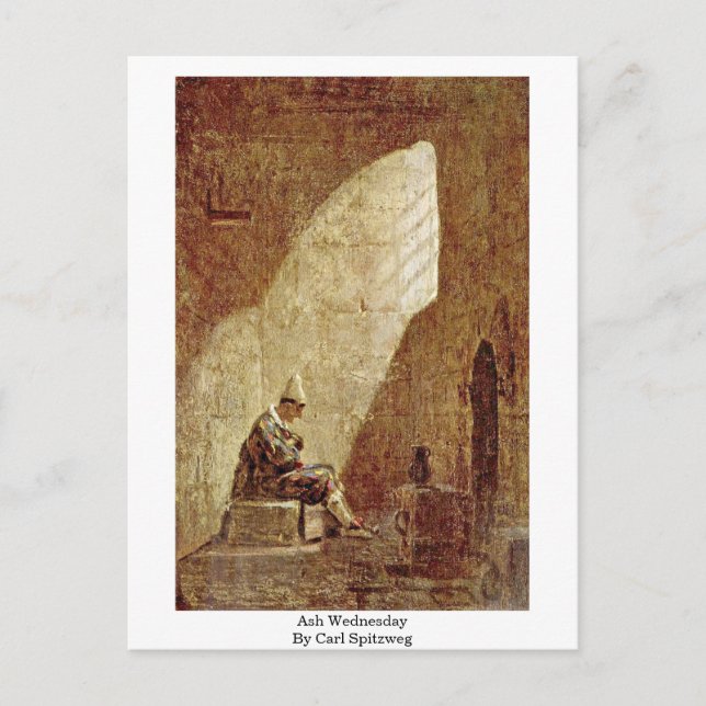 Postal Ceniza miércoles de Carl Spitzweg (Anverso)