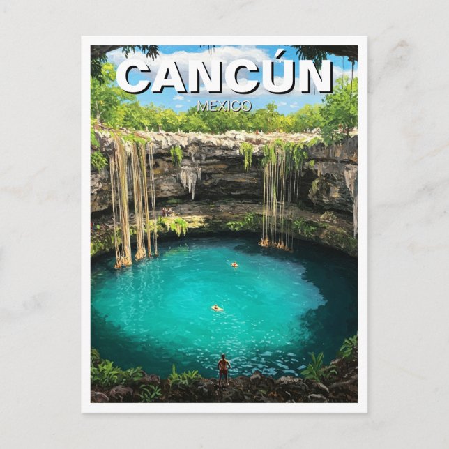Postal Cenote de viajes de Cancún México (Anverso)