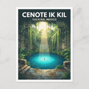 Postal Cenote Ik Kil Pisté México Recuerdo