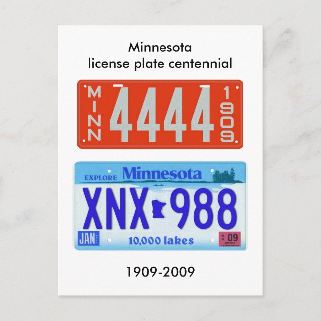 Postal Centenario de matrícula de Minnesota (Anverso)