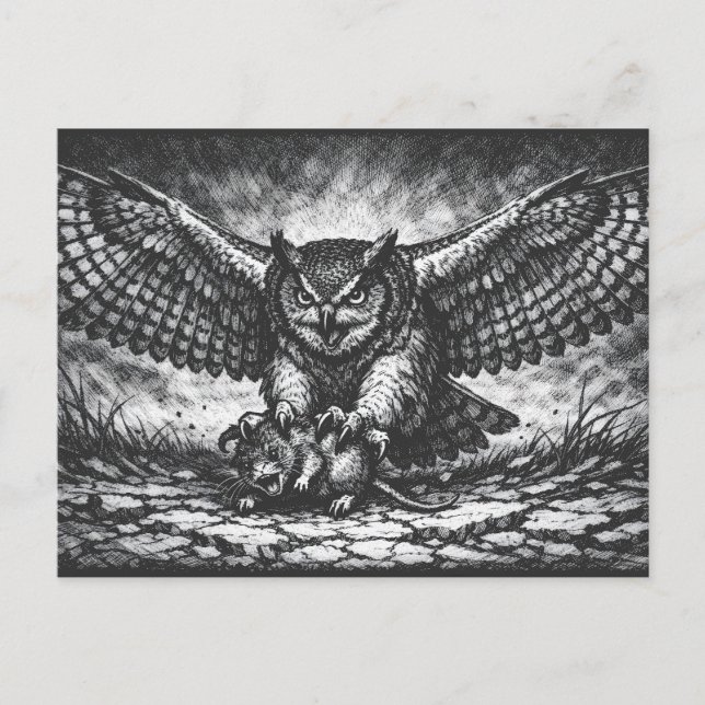 Postal Centinela de búho alado de BurnsInHell (Anverso)