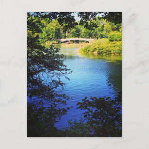 Postal Central Park Lake Bow Bridge NYC New York Postcard