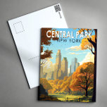 Postal Central Park New York Travel Art Vintage<br><div class="desc">Obra vectorial de Central Park. Central Park es un parque urbano entre el Upper West Side y el Upper East Side vecindarios de Manhattan en la ciudad de Nueva York que fue el primer parque paisajístico en los Estados Unidos.</div>