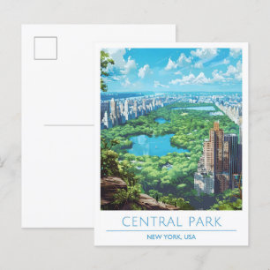 Postal Central Park New York USA Vintage Travel