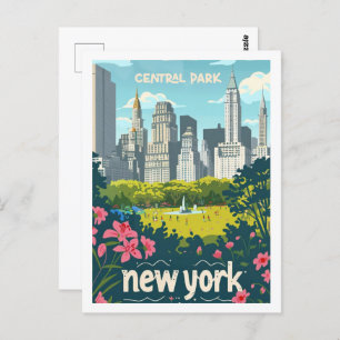 Postal Central Park New York USA Vintage Travel Place