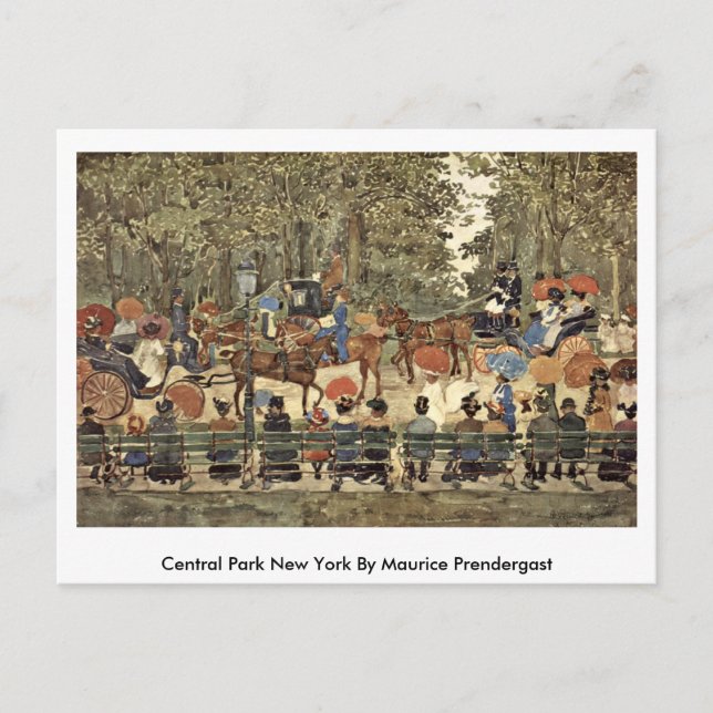 Postal Central Park Nueva York Por Maurice Prendergast (Anverso)