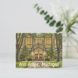 Postal Centro de Ann Arbor, Michigan Estilo Dibujado a Ma