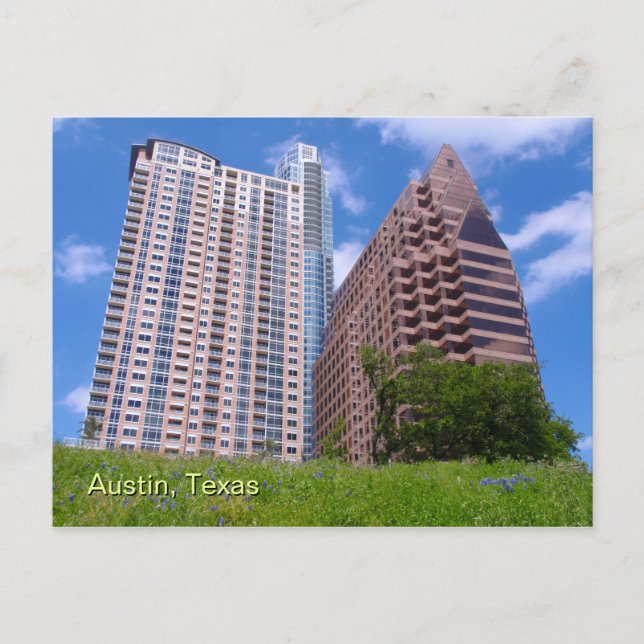 Postal Centro de Austin con Bluebonnets (Anverso)