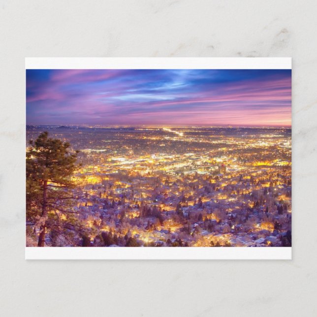 Postal Centro de Boulder Colorado City Lights Sunrise (Anverso)