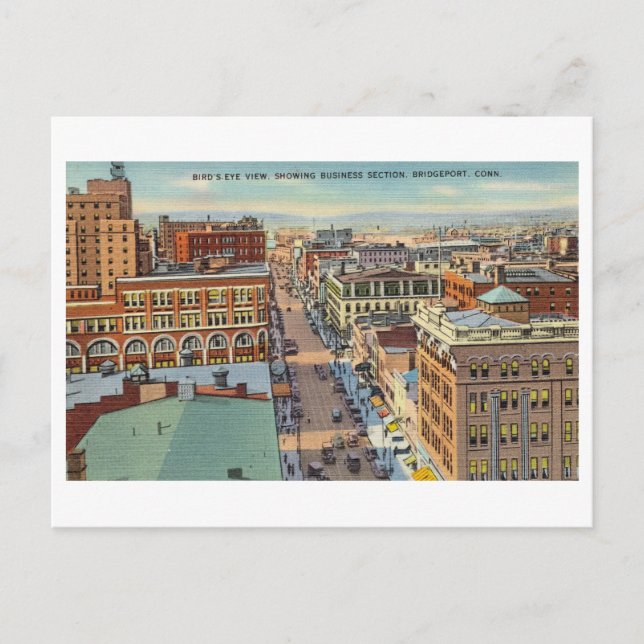 Postal Centro de Bridgeport, Connecticut, Viajes Vintage (Anverso)