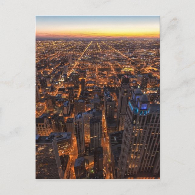 Postal Centro de Chicago al atardecer (Anverso)