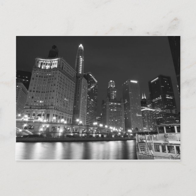 Postal Centro de Chicago Black and White (Anverso)