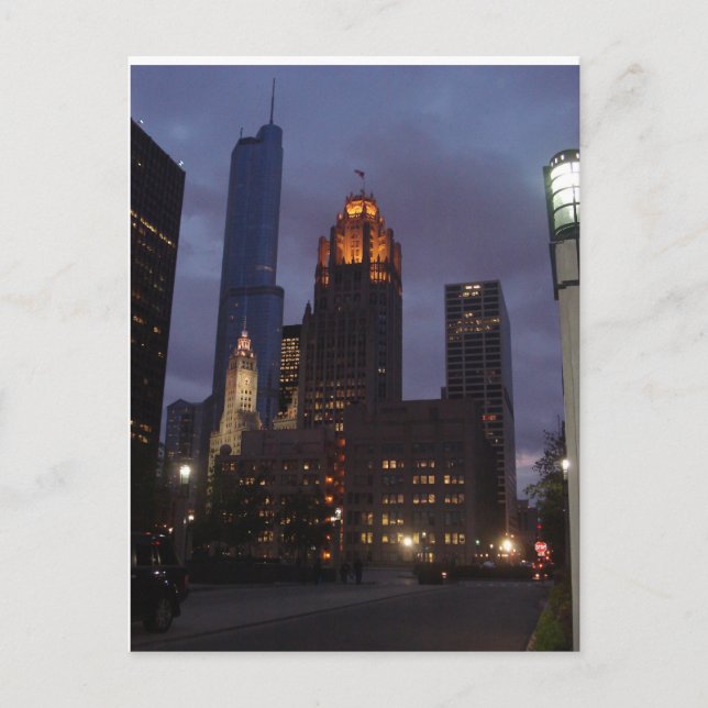 Postal Centro de Chicago, IL por la noche (Anverso)