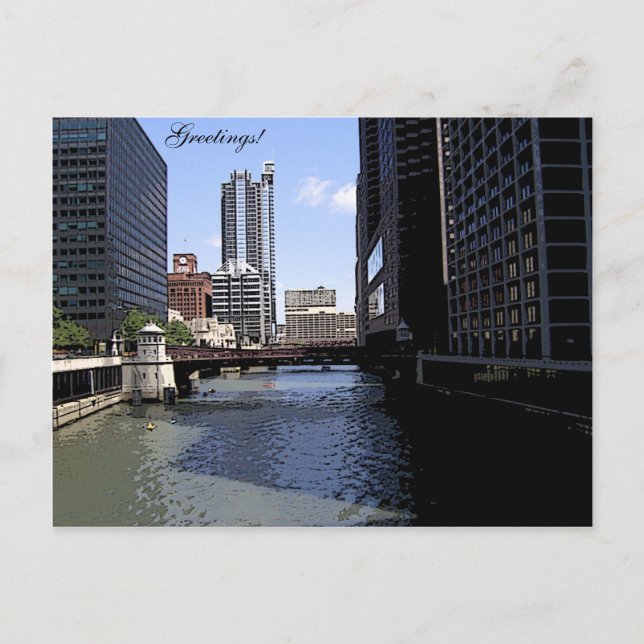 Postal Centro de Chicago por River (Anverso)
