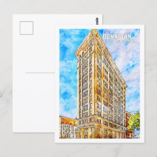 Postal Centro de Cincinnati Famous Travel Place Watercolo