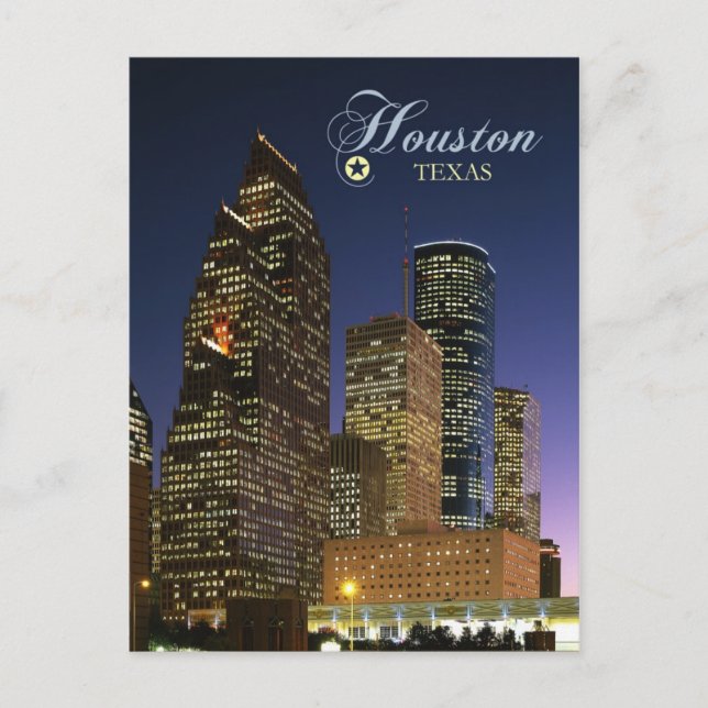 Postal Centro de Houston, Texas por la noche (Anverso)