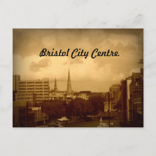 Postal Centro de la ciudad de Bristol. En Sepia.