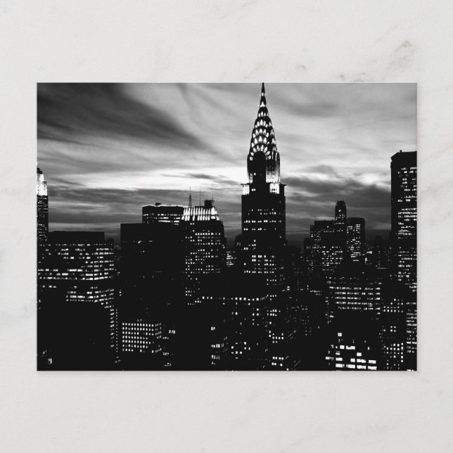 Postal Centro de Nueva York en blanco y negro (Anverso)