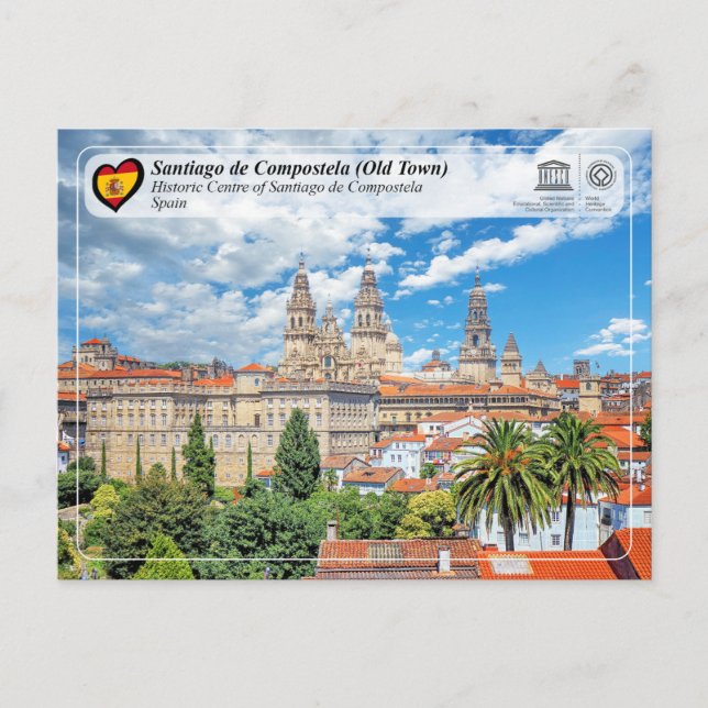 Postal Centro Histórico de Santiago de Compostela de la U (Anverso)