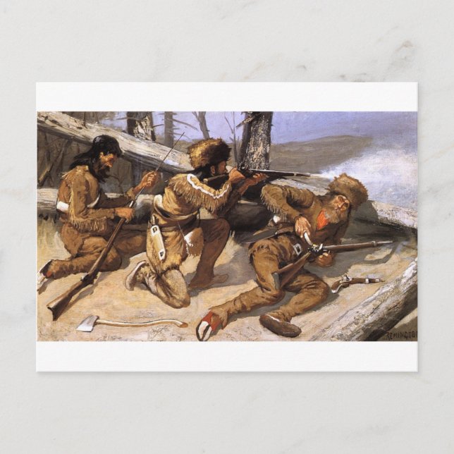 Postal Cepillo con las pieles rojas de Frederic Remington (Anverso)